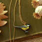 Great tit necklace - wooden bird pendant