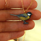 Great tit necklace - wooden bird pendant