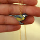 Great tit necklace - wooden bird pendant