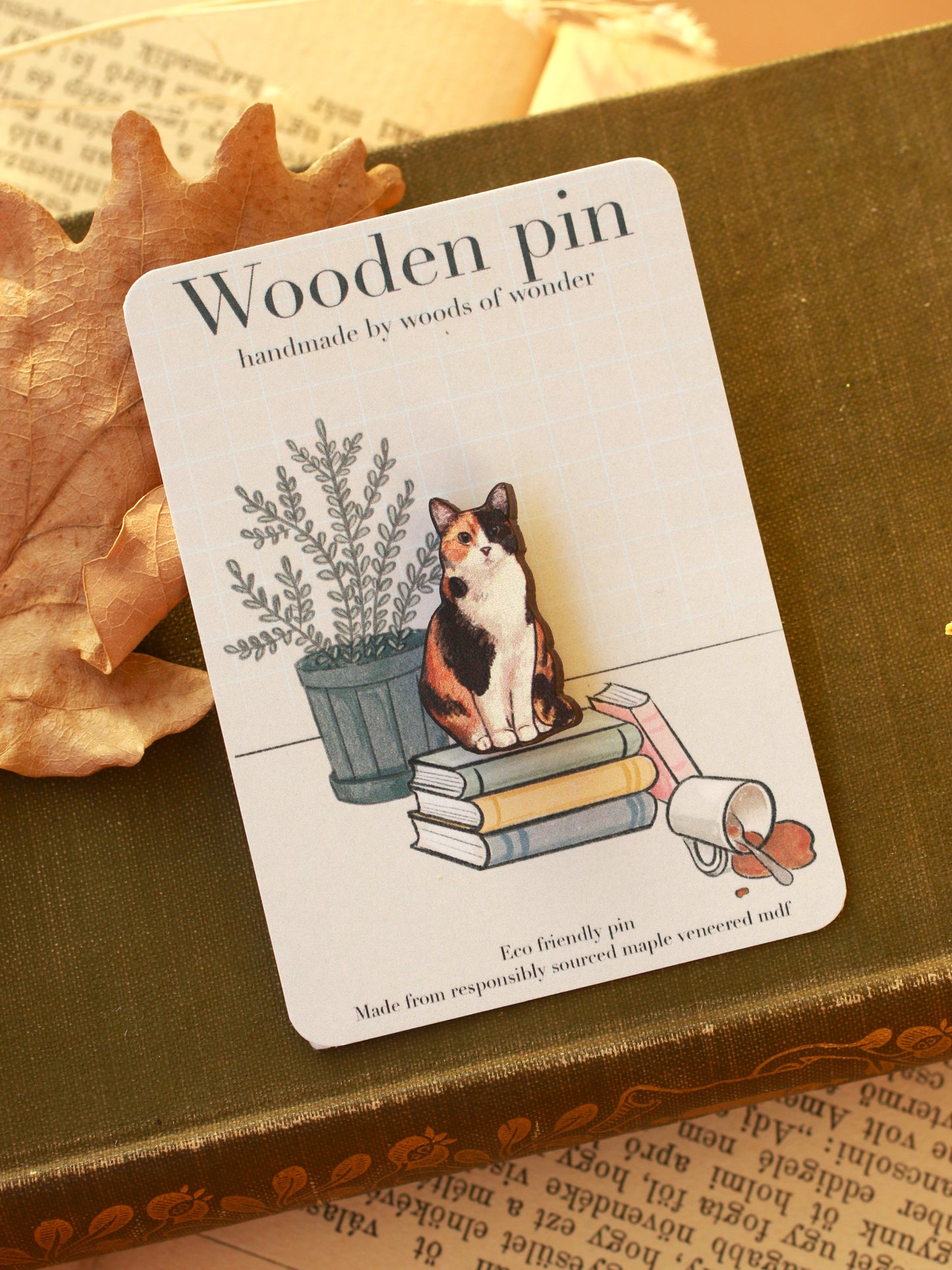 Calico cat pin