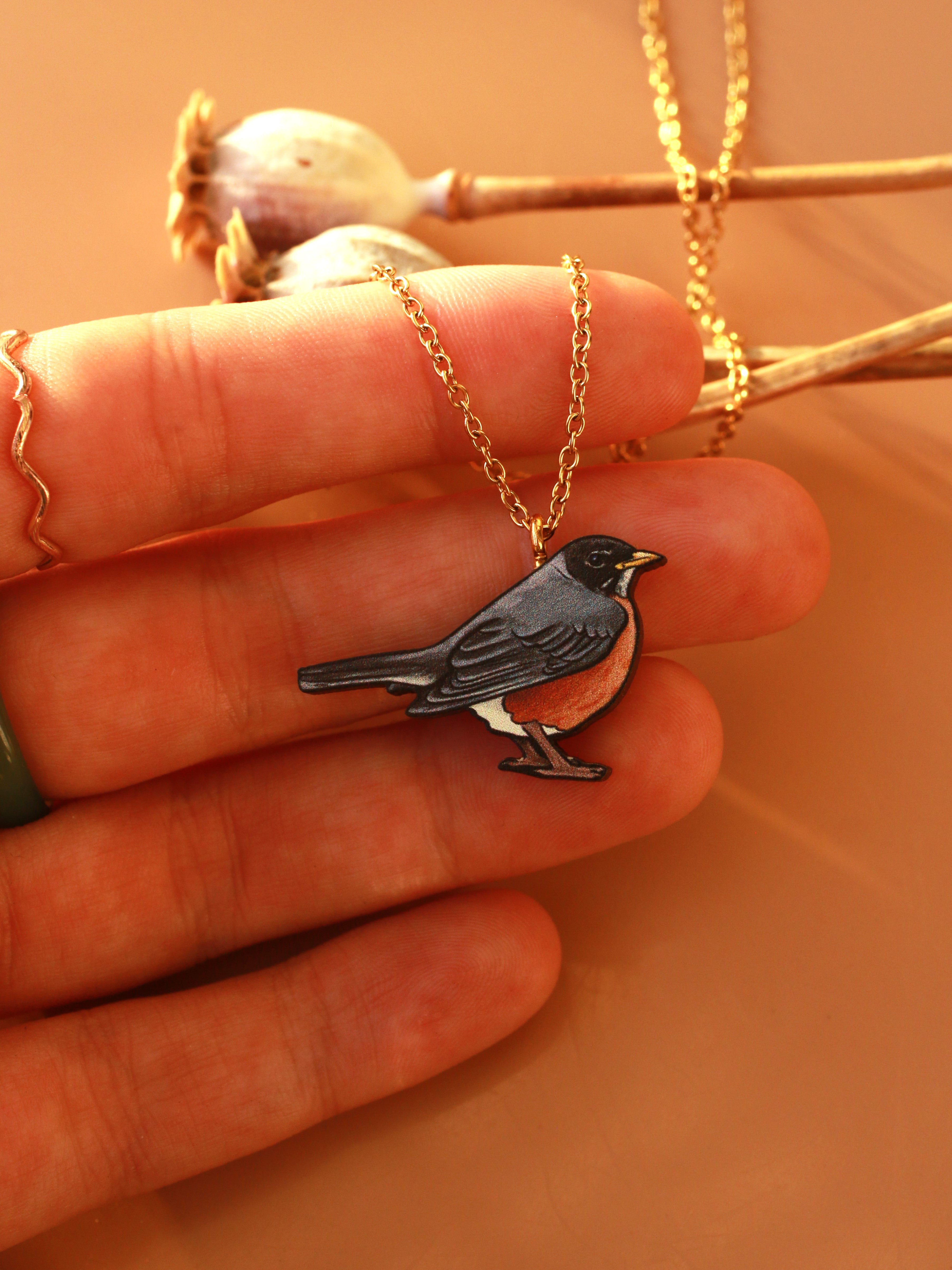 Silver Bear Necklace with Coral and Turquoise - Silver Robin Designs