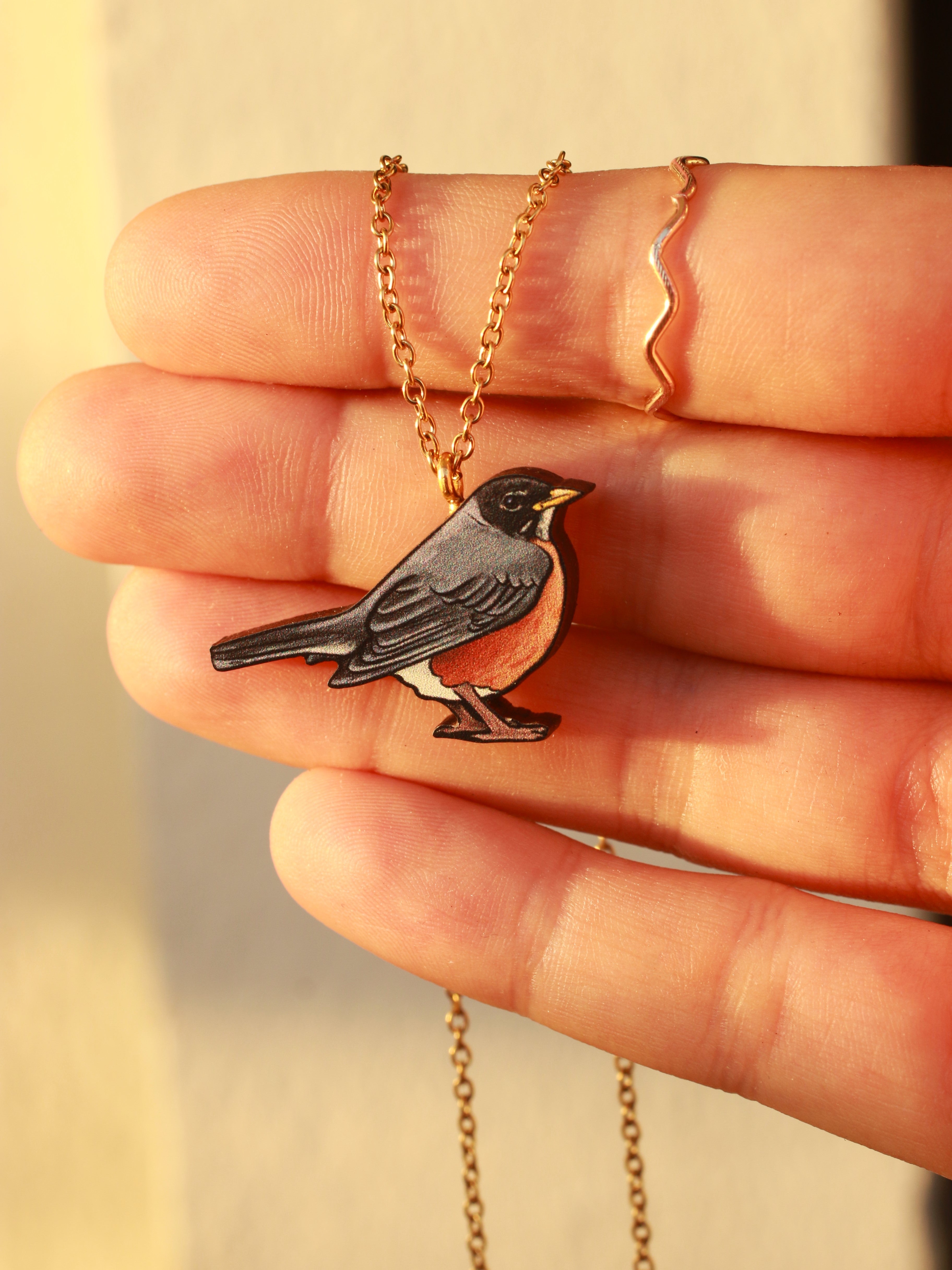 Personalised Robin and Heart Necklace Sterling Silver Engraved Memorial  Necklace Gift