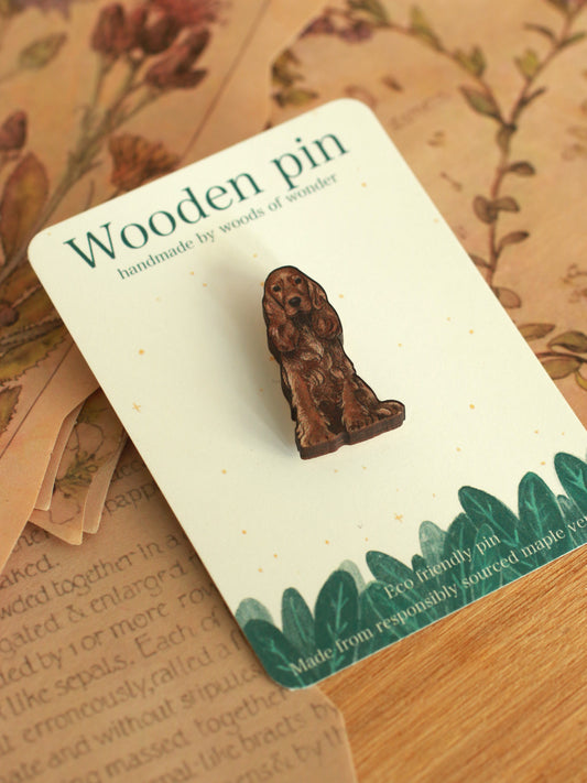 Cocker Spaniel pin - wooden dog brooch