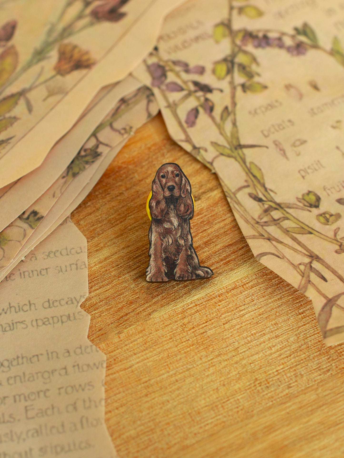 Cocker Spaniel pin - wooden dog brooch