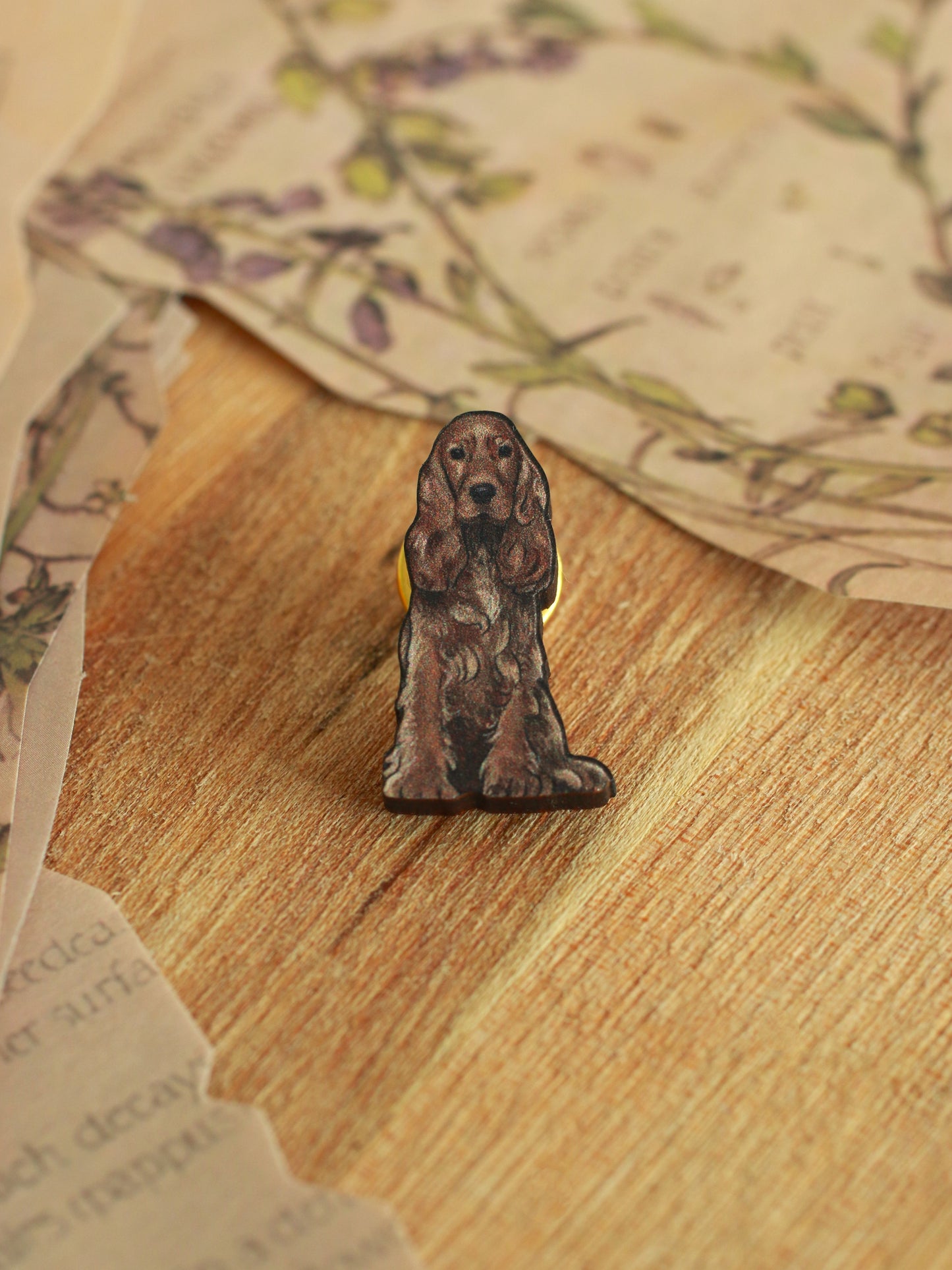 Cocker Spaniel pin - wooden dog brooch