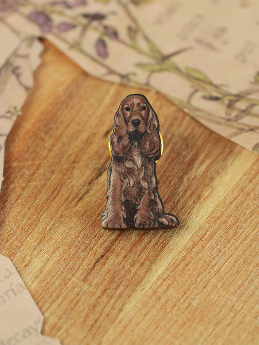 Cocker Spaniel pin - wooden dog brooch