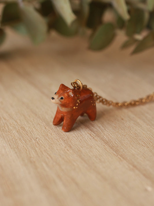 Starry brown bear necklace
