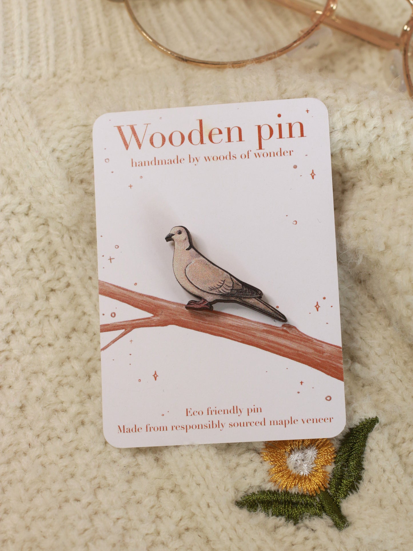 Collared dove pin