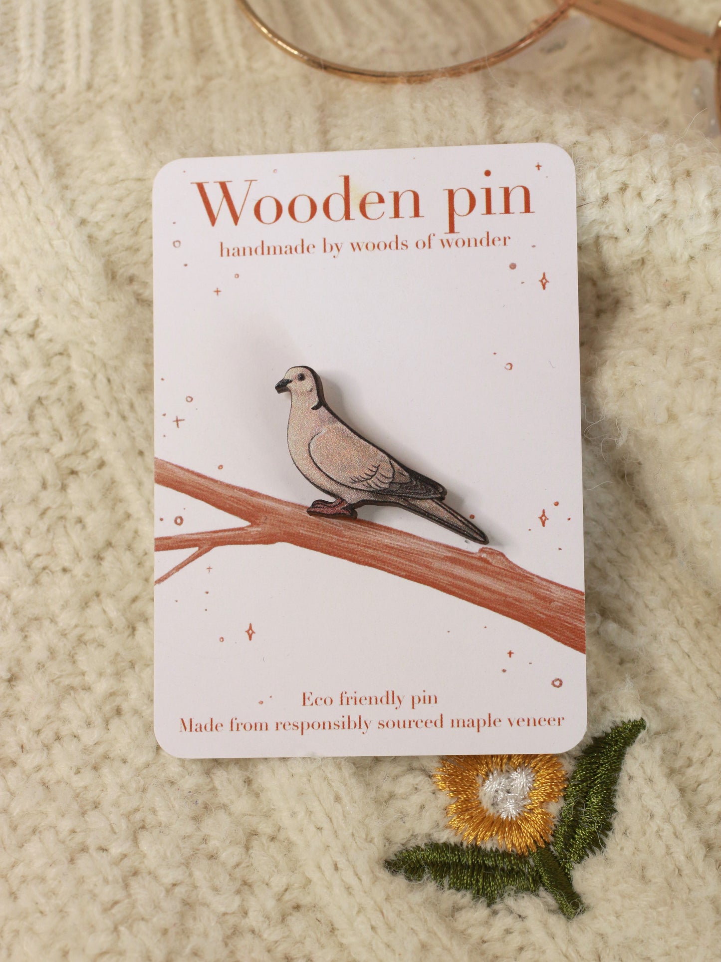 Collared dove pin