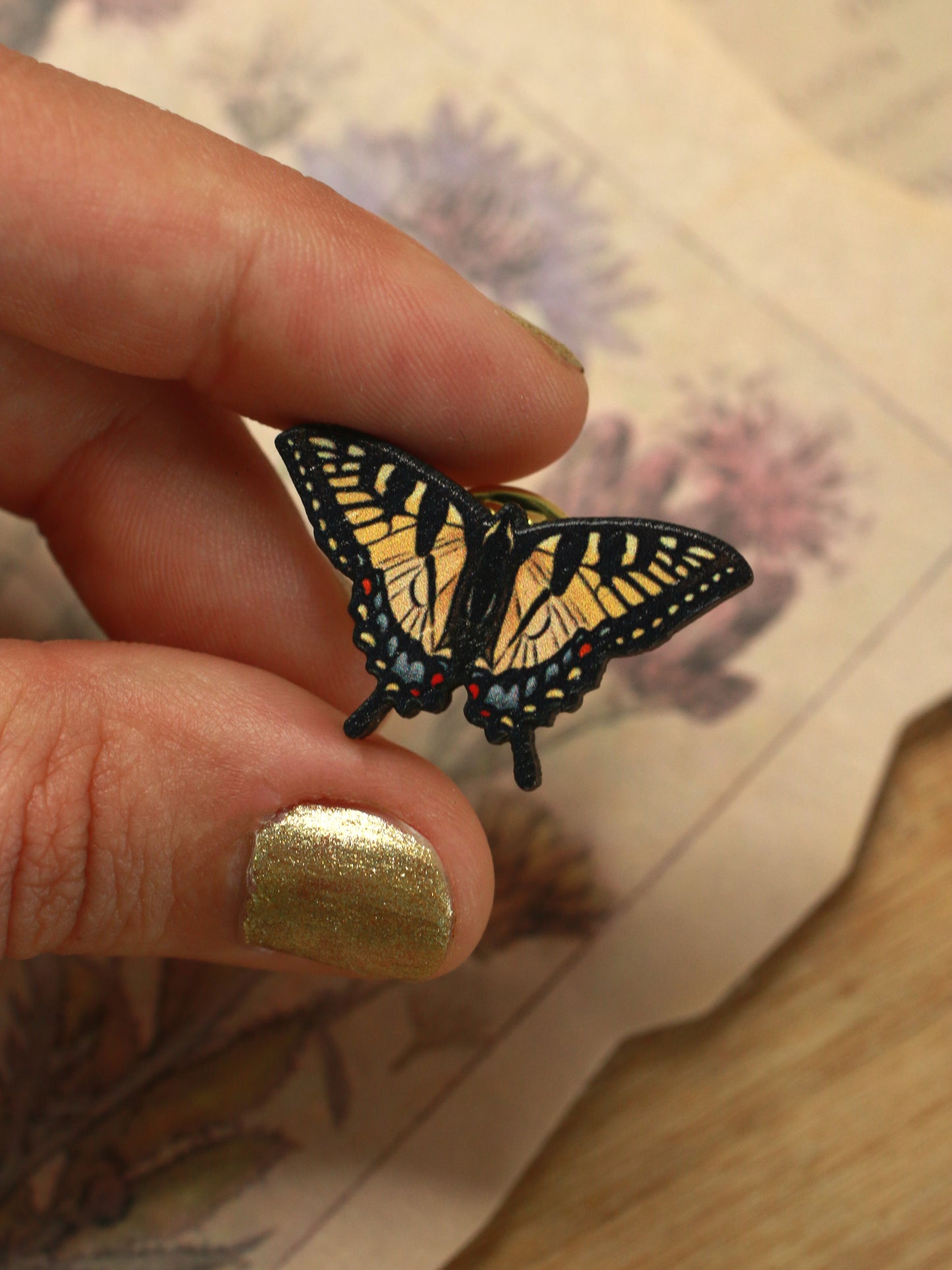 Tiger swallowtail butterfly pin