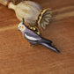 Cockatiel pin - wooden parrot brooch