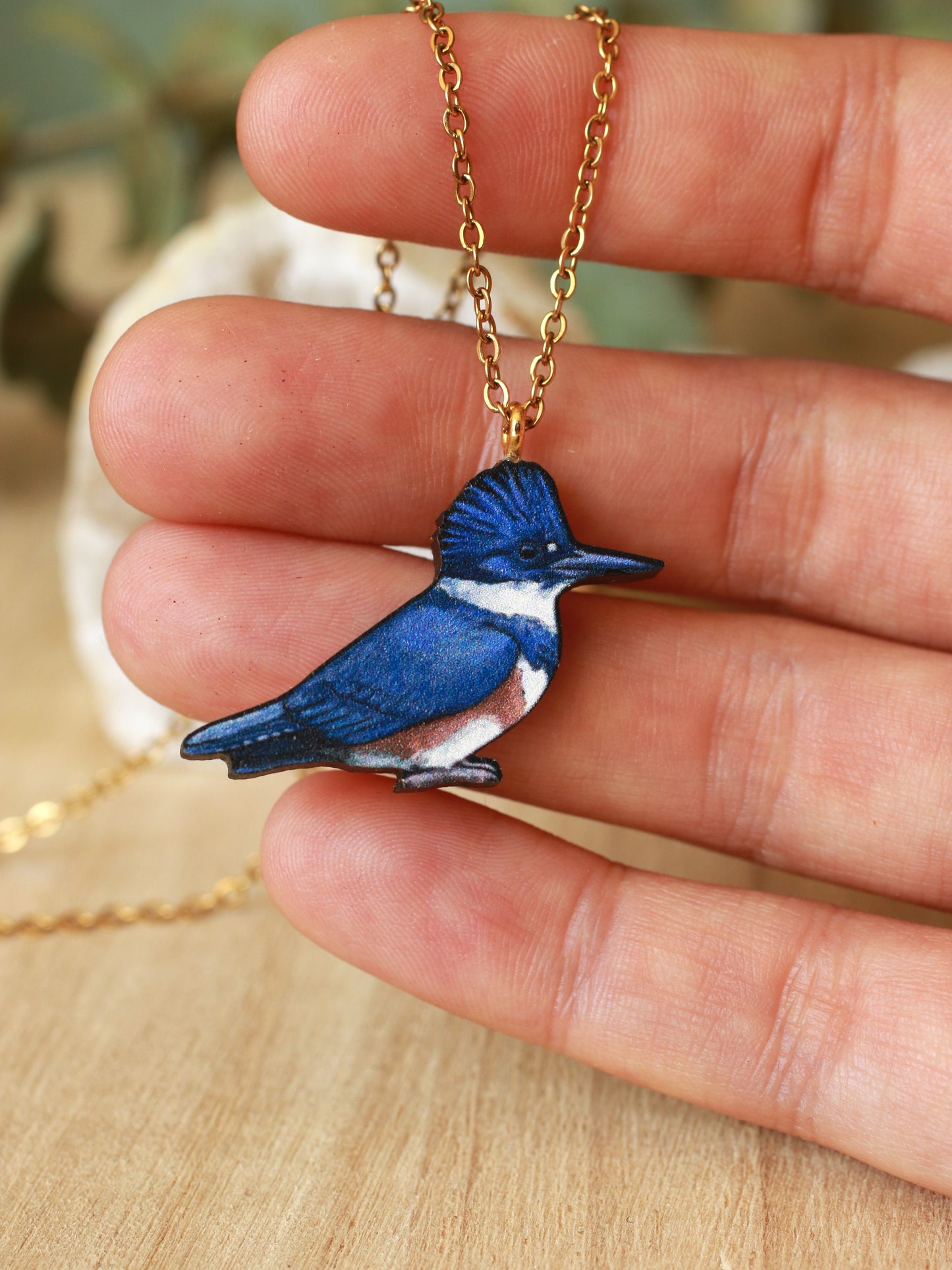 Belted kingfisher necklace