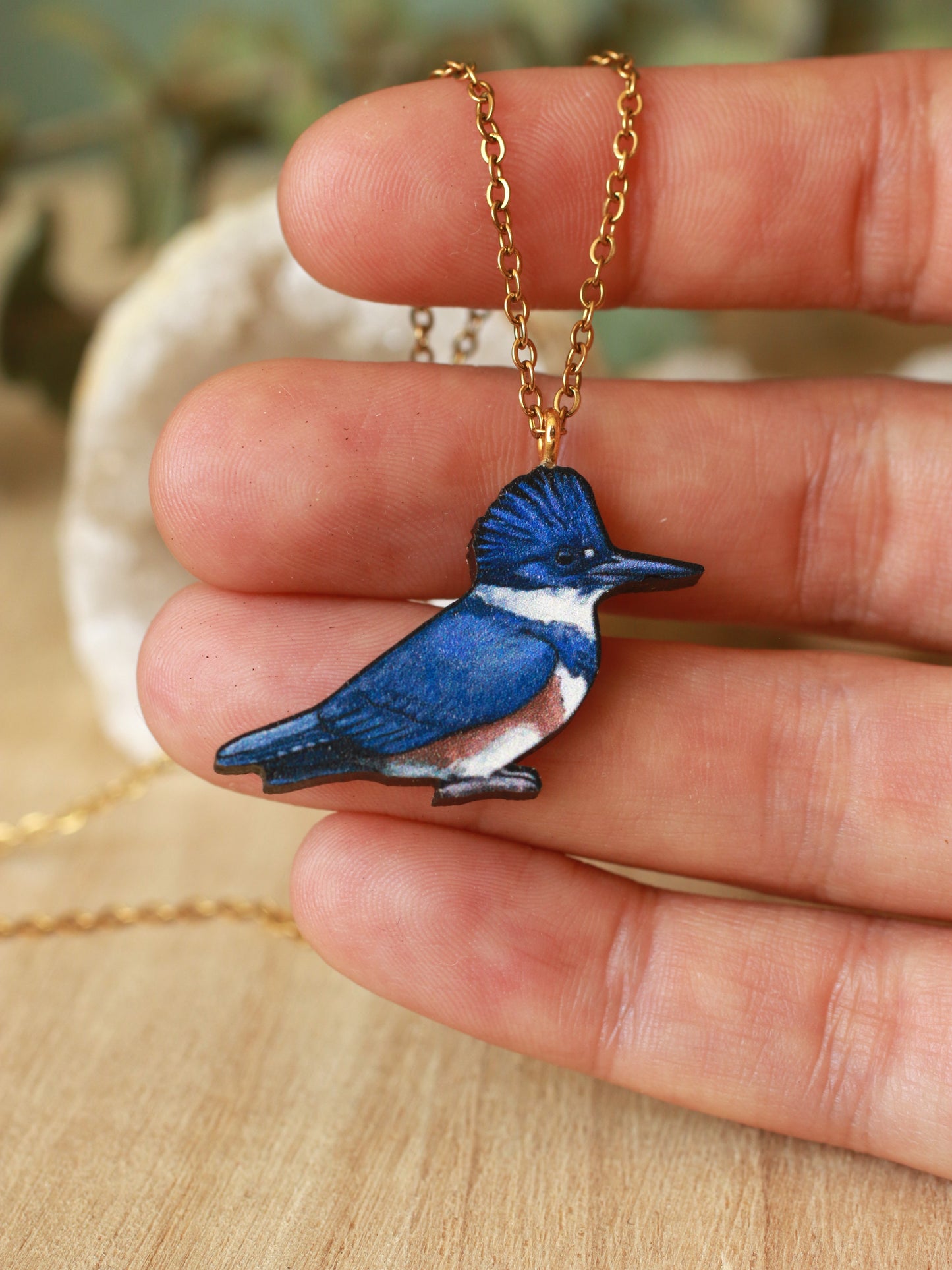 Belted kingfisher necklace