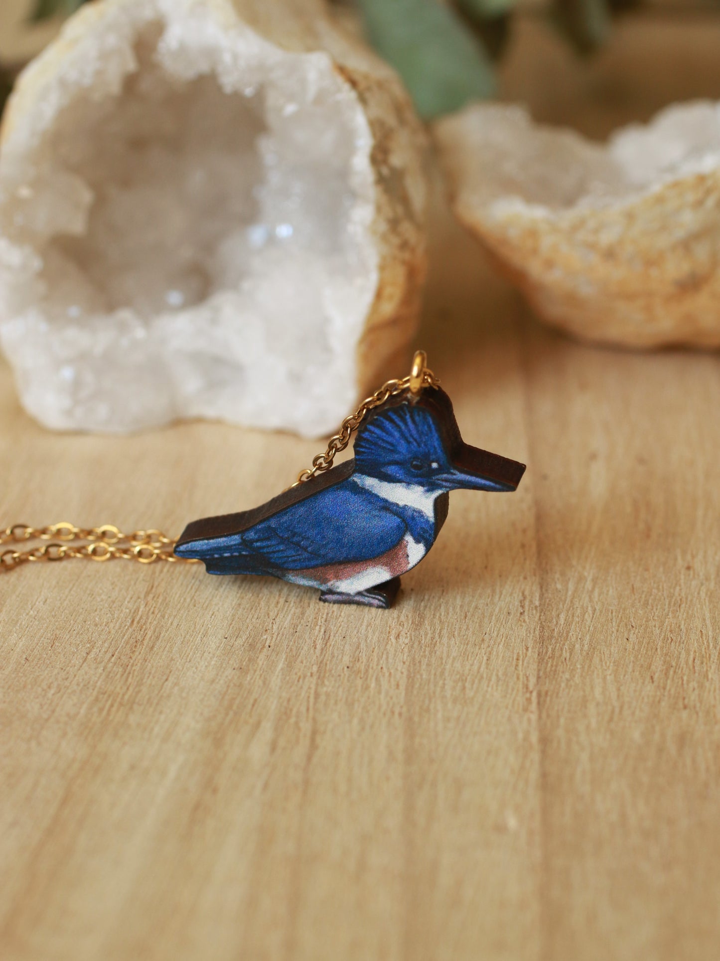 Belted kingfisher necklace