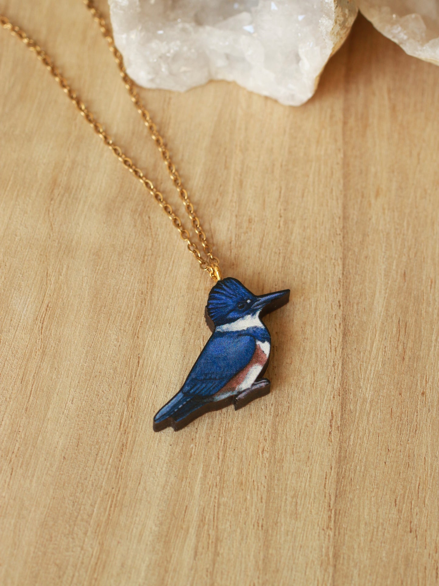 Belted kingfisher necklace