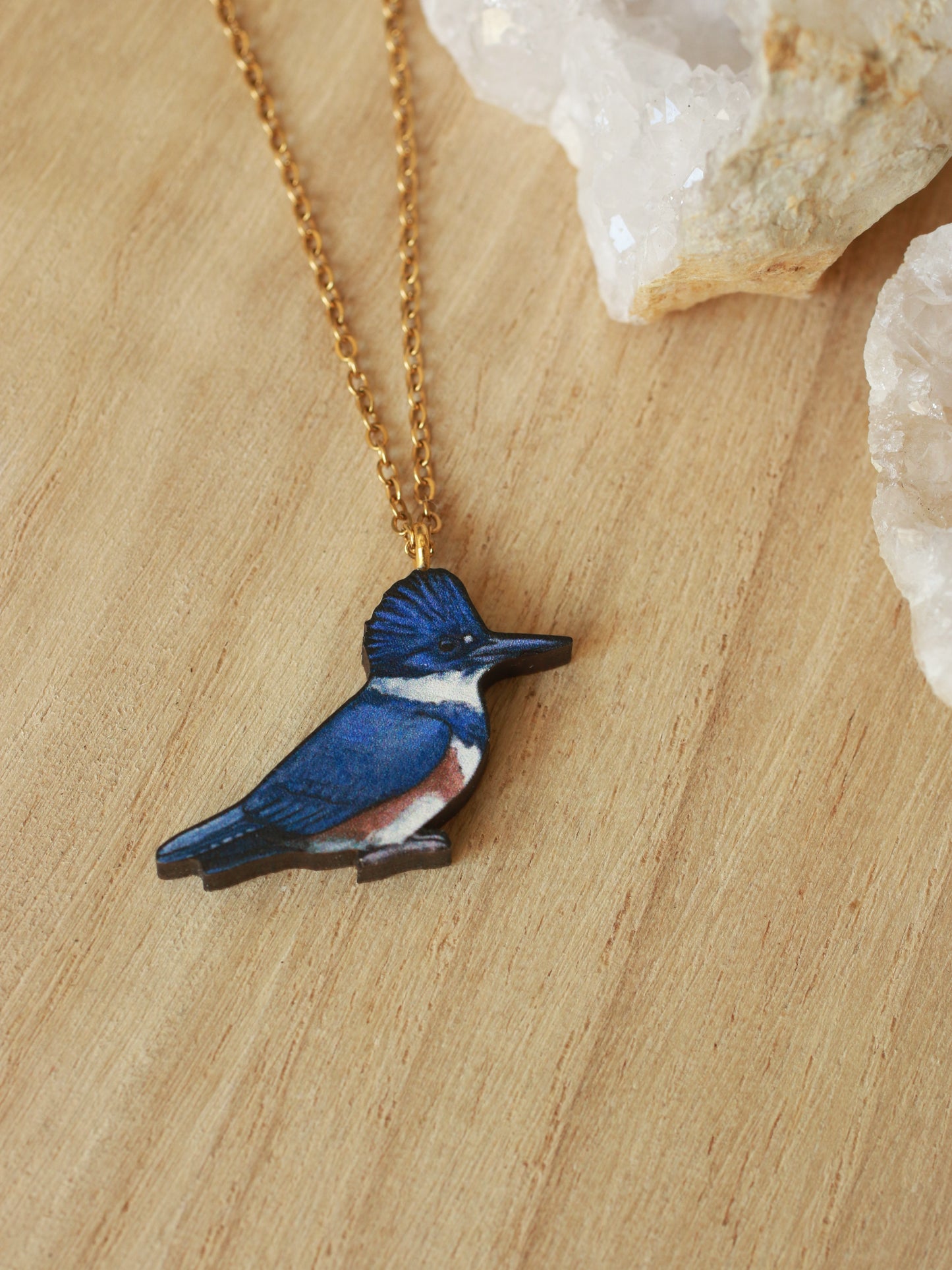 Belted kingfisher necklace