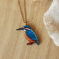 Kingfisher necklace - wooden bird pendant