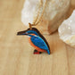 Kingfisher necklace - wooden bird pendant