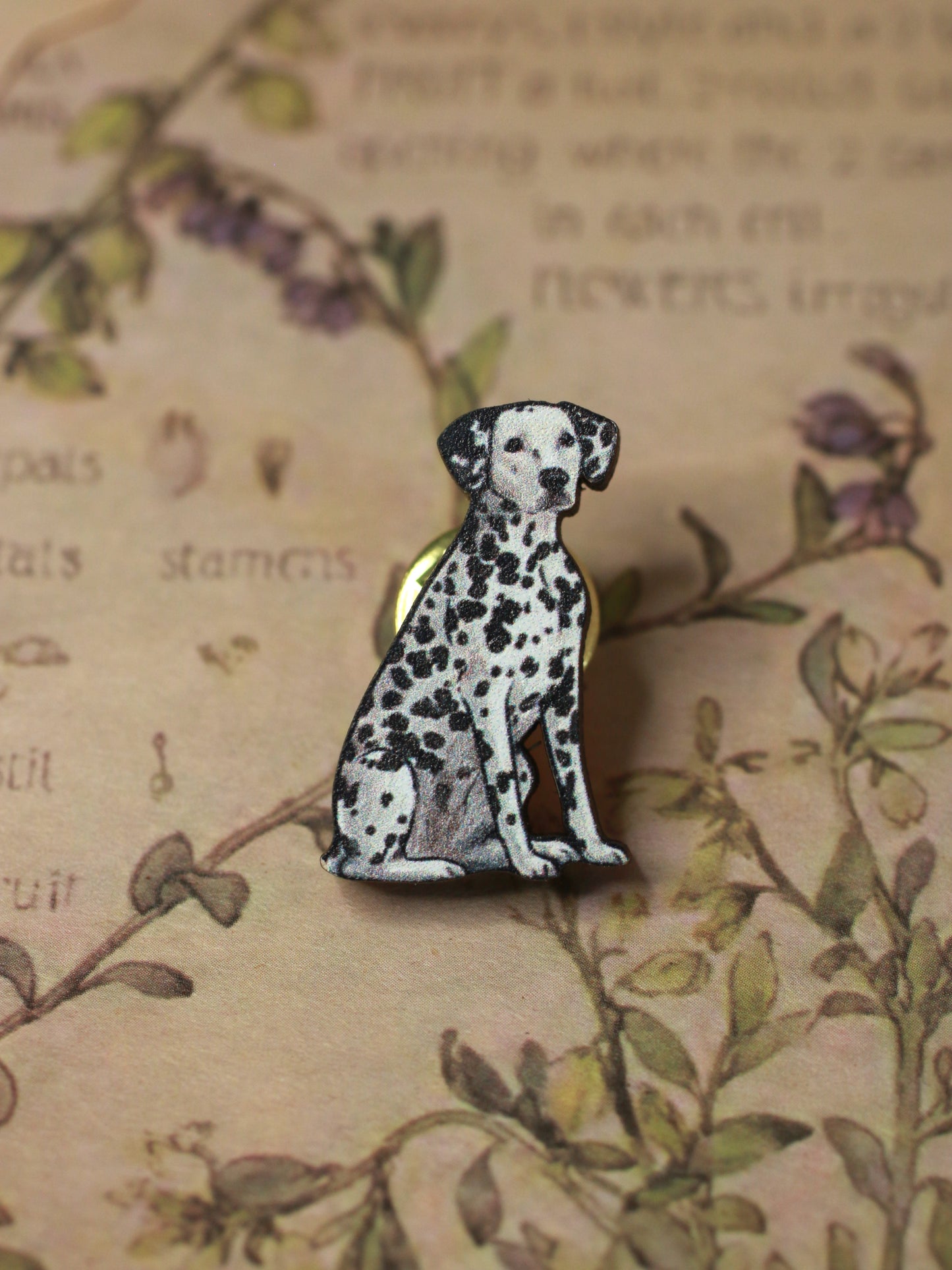 Dalmatian pin - wooden dog brooch