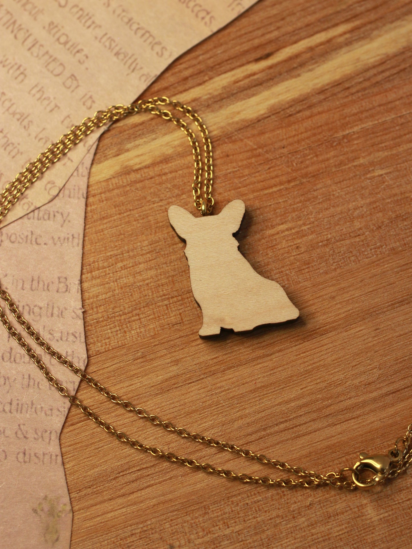 Corgi necklace - wooden pendant