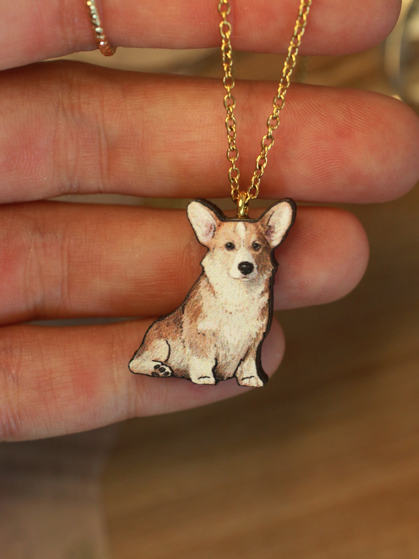 Corgi necklace - wooden pendant