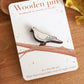 White dove pin - wooden bird brooch