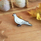 White dove pin - wooden bird brooch