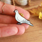 White dove pin - wooden bird brooch