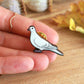 White dove pin - wooden bird brooch