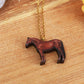 Horse necklace - Wooden horse pendant