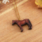 Horse necklace - Wooden horse pendant