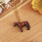 Horse necklace - Wooden horse pendant