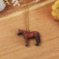 Horse necklace - Wooden horse pendant