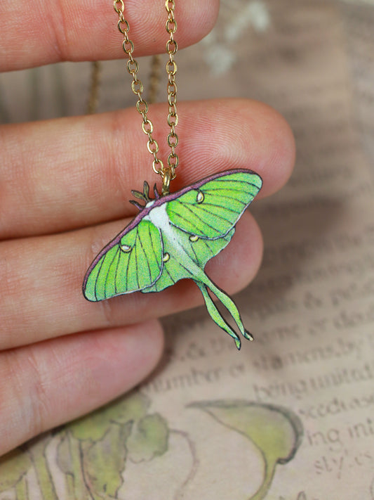 Luna moth - wooden necklace