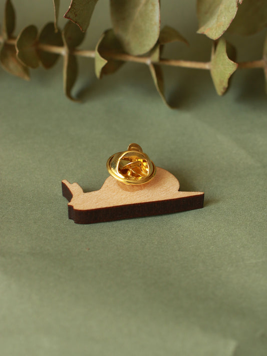 Snail pin - wooden snail brooch