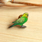 Green budgie pin - wooden Parrot brooch