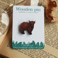 Highland cow pin - Wooden highland cow brooch