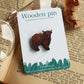 Highland cow pin - Wooden highland cow brooch