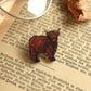 Highland cow pin - Wooden highland cow brooch