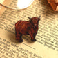 Highland cow pin - Wooden highland cow brooch