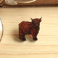 Highland cow pin - Wooden highland cow brooch