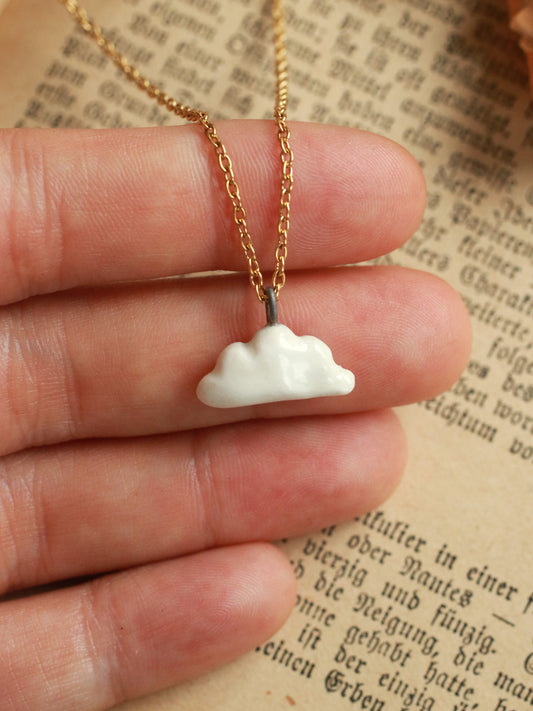 Ceramic tiny cloud necklace
