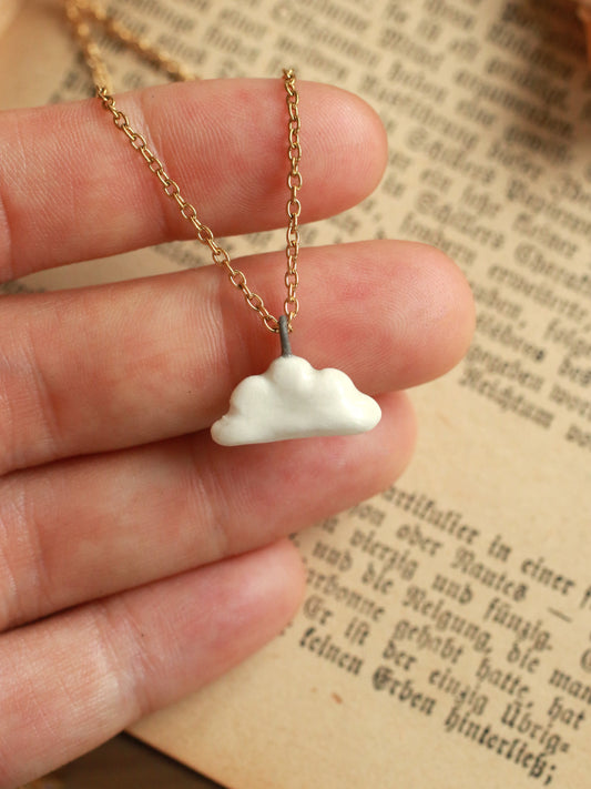 Ceramic tiny cloud necklace