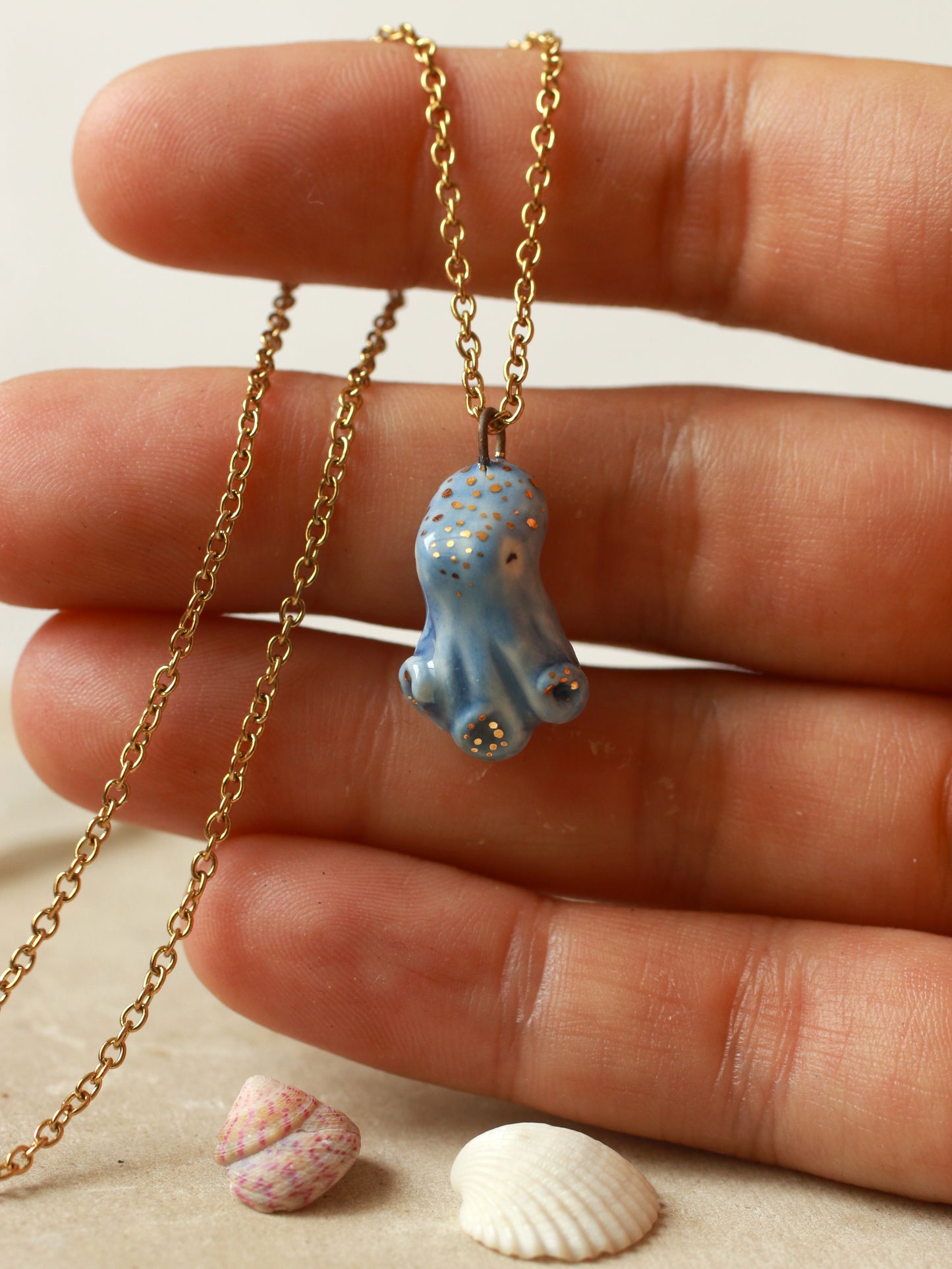 Blue octopus necklace