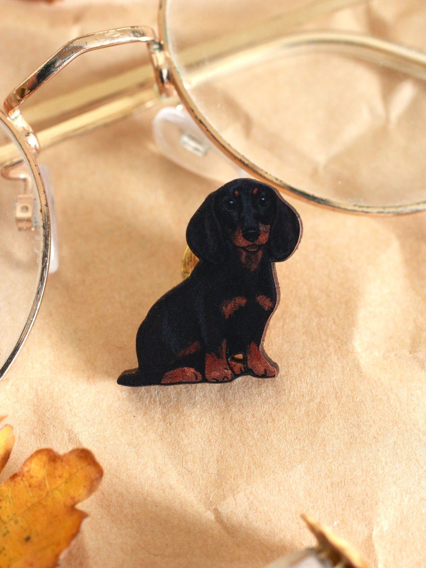 Dachshund pin - wooden dog brooch