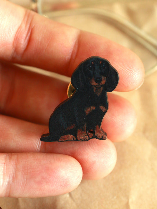 Dachshund pin - wooden dog brooch