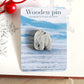 Polar bear pin - wooden polar bear brooch