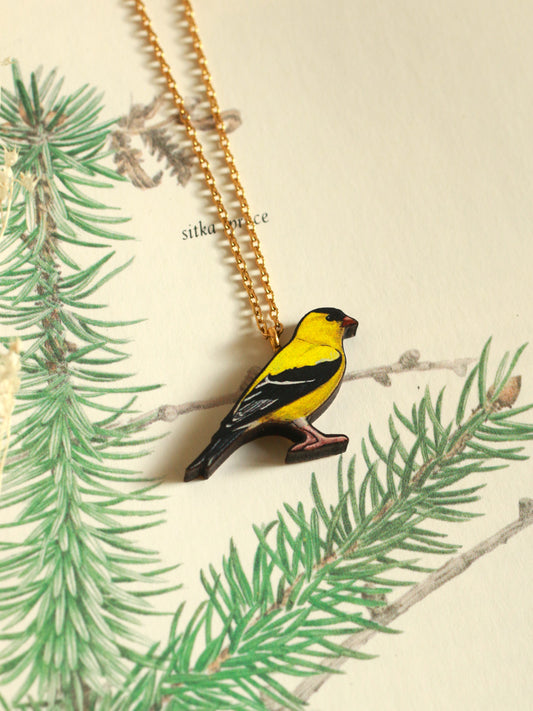 Goldfinch necklace - American goldfinch pendant