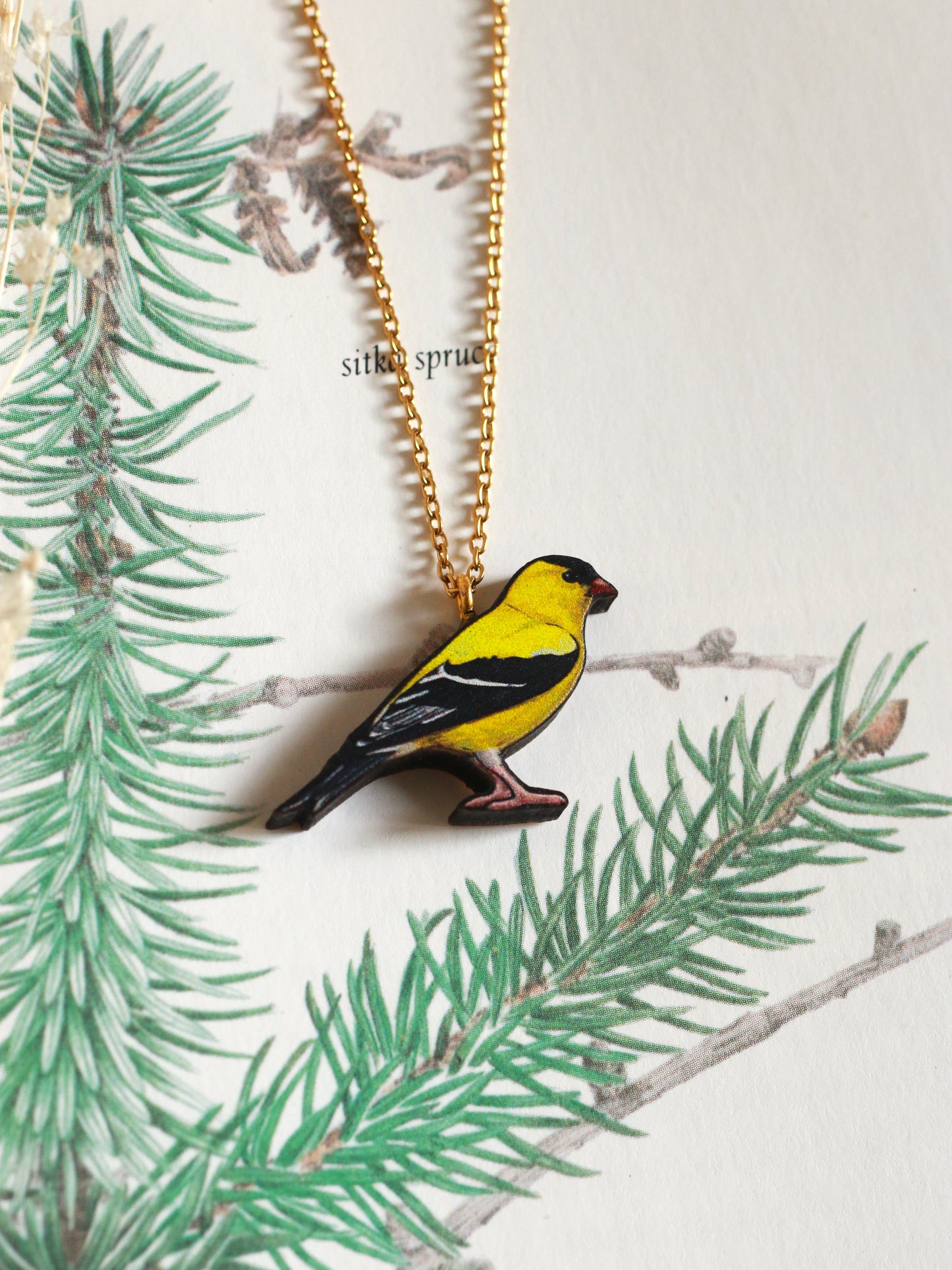 Goldfinch necklace - American goldfinch pendant