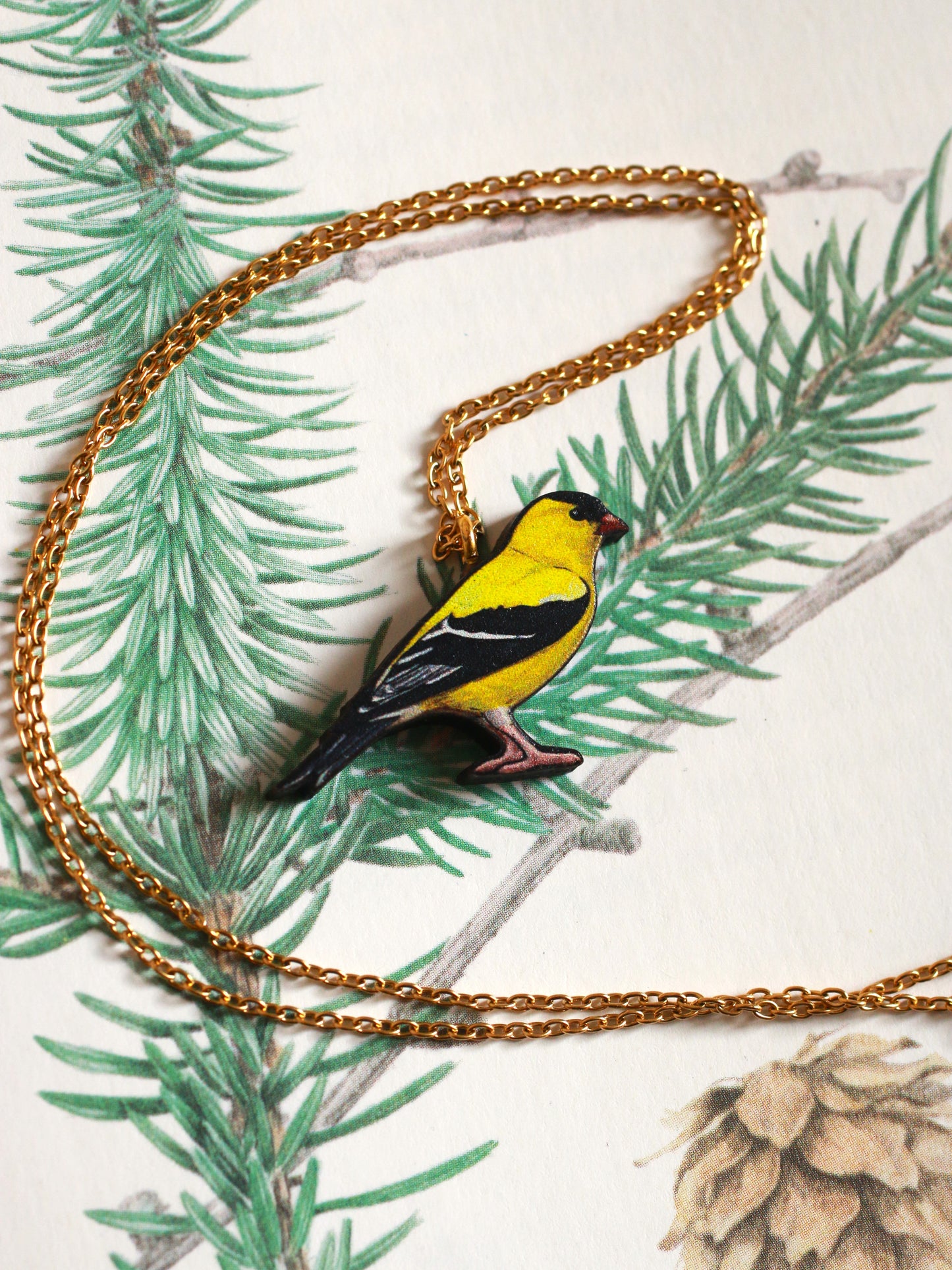 Goldfinch necklace - American goldfinch pendant